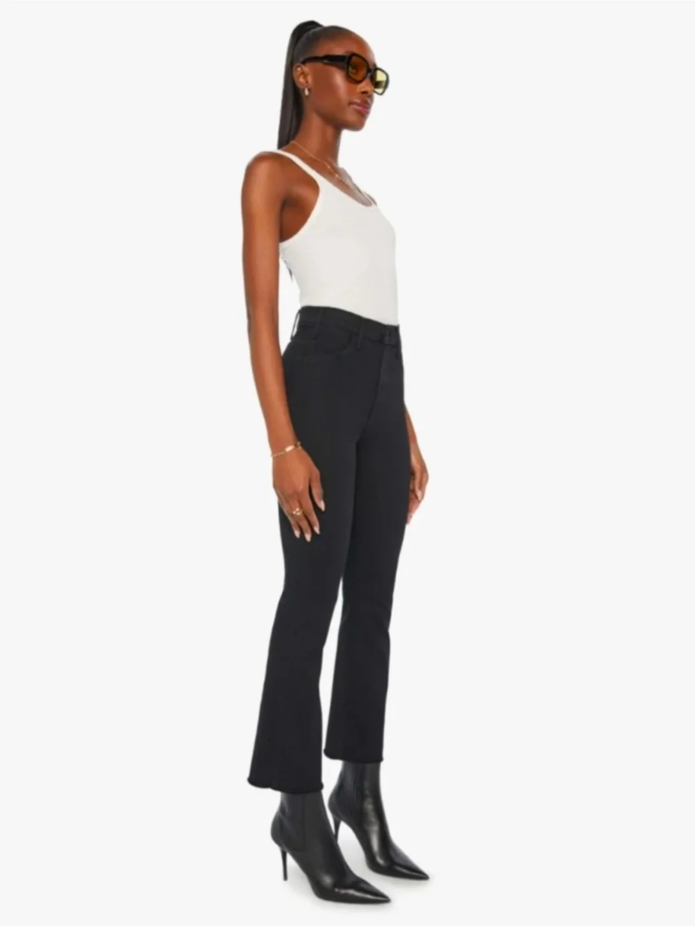 Mother The Hustler Ankle Fray Not Guilty Wash Jeans Denim Crop